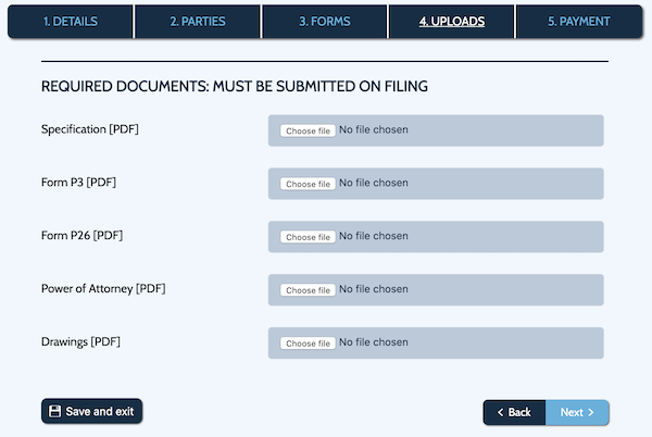 Provisional Patent forms upload